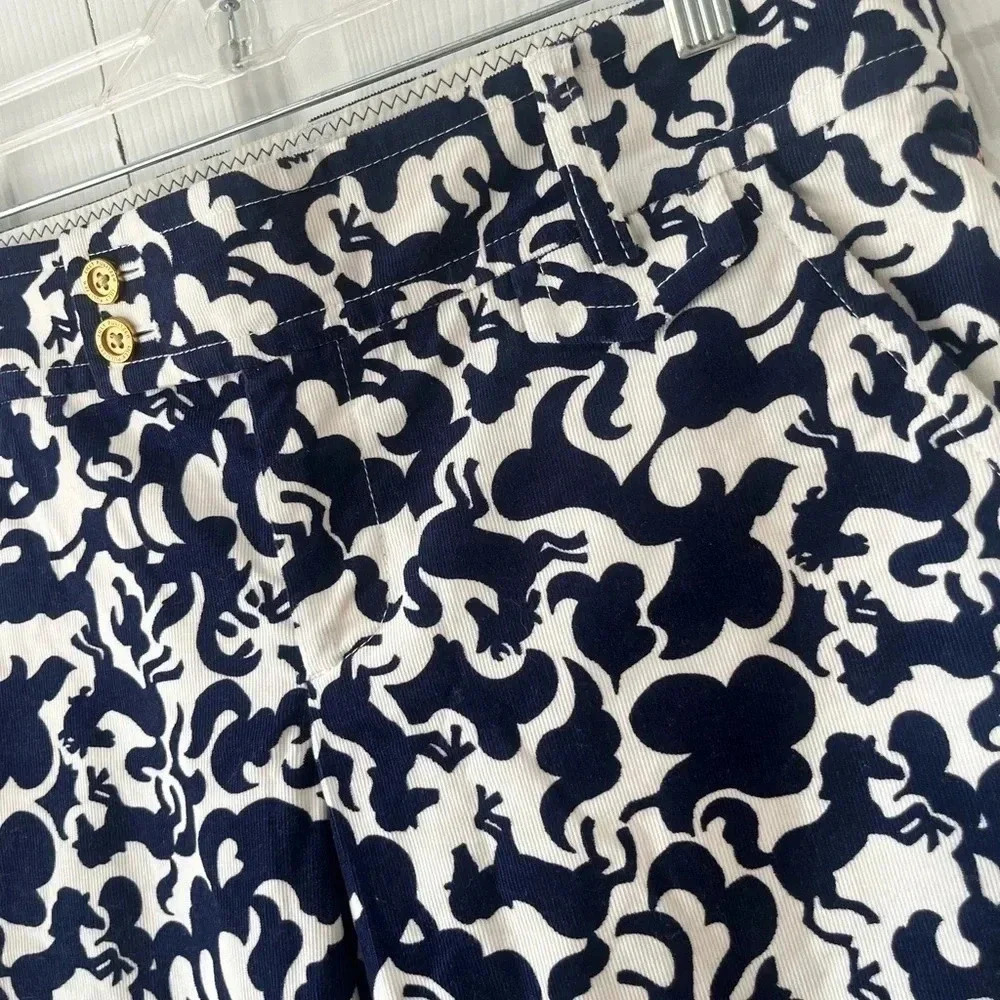 Lilly Pulitzer Horse Of Course + Floral Corduroy Capris Palm Beach Fit Size 4 - Picture 11 of 16